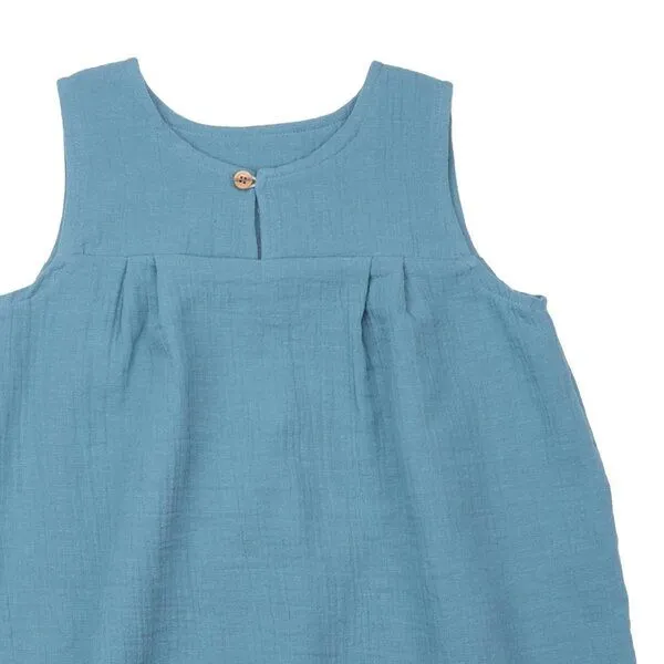 Walkiddy Kinder Blusentop GOTS-zertifiziert aus Bio-Baumwolle, blau, ärmellos, weit fallend – Walkiddy, leichtes Sommer-Oberteil, Blau, – Produktbild 3 von 3