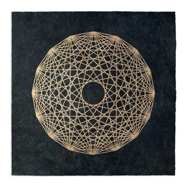 Veskor Cassiopeia Veskor Cassiopeia 8-ORTHOPLEX OCTACROSS Heilige Geometrie Linoldruck | 40 x 40 cm | Gold auf Schwarz – Produktbild 1 von 4