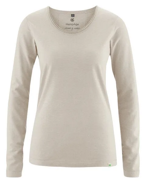 HempAge HempAge Damen Langarm-Shirt Lene Hanf/Bio-Baumwolle, Distel (natur), – Produktbild 1 von 3