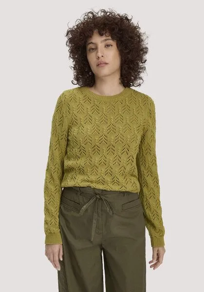 hessnatur hessnatur Strick Pullover Regular aus Bio-Baumwolle und Wolle, Sommermoos, – Produktbild 1 von 4
