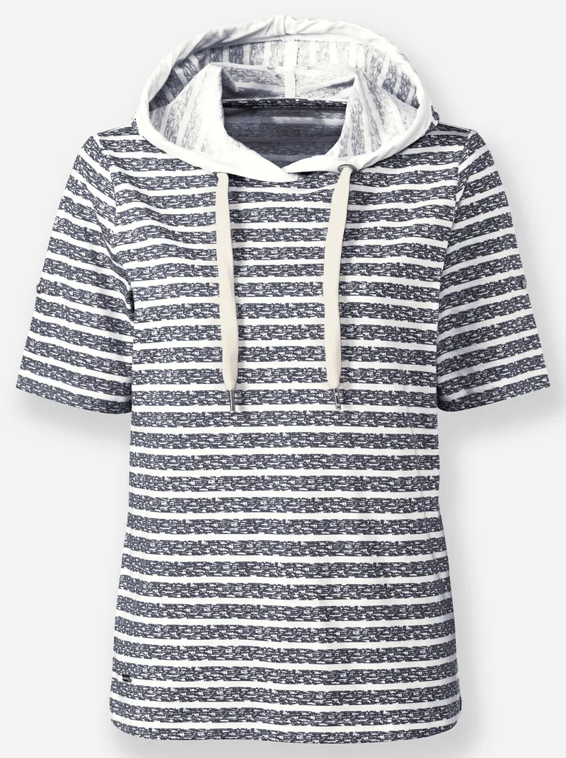 Witt Kapuzenshirt marine-ecru-geringelt, Marine-ecru-geringelt, – Produktbild 1 von 2