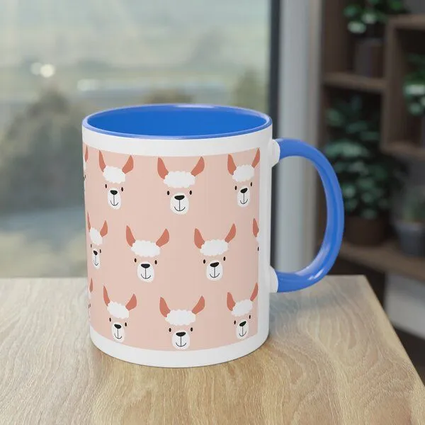 PepMelon Lama Tasse mit Farbe innen, Be Llamazing, lustige Lama Weihnachtstasse, Blau, – Produktbild 4 von 4