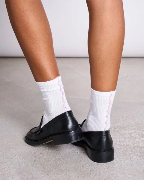 JAN N JUNE JAN N JUNE Overlock SOCKS, White light orchid, – Produktbild 1 von 2