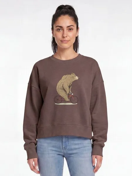 watapparel watapparel Sweatshirt Frauen Fahrradbär, Mocha, – Produktbild 2 von 2