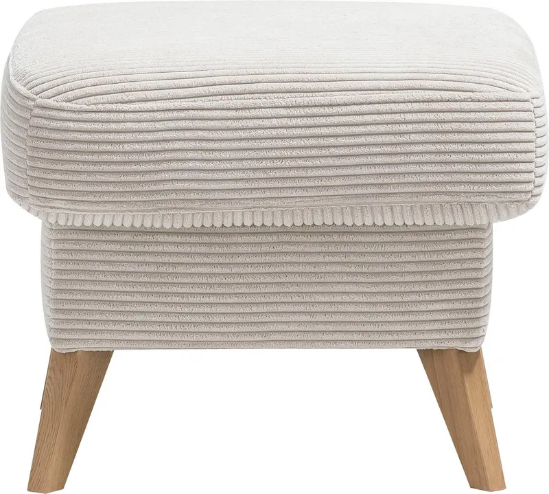 exxpo - sofa fashion Hocker Samso, kompakte und bequeme Sitzgelegenheit in aktuellem Cord Bezug, Beige, – Produktbild 4 von 5