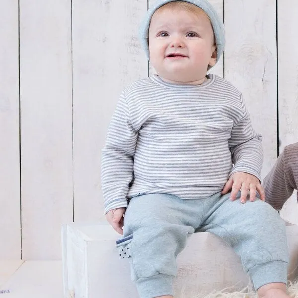 OrganicEra Baby-Sweatpants 'OrganicEra' aus Bio-Baumwolle, Aqua melange (grün), – Produktbild 2 von 4