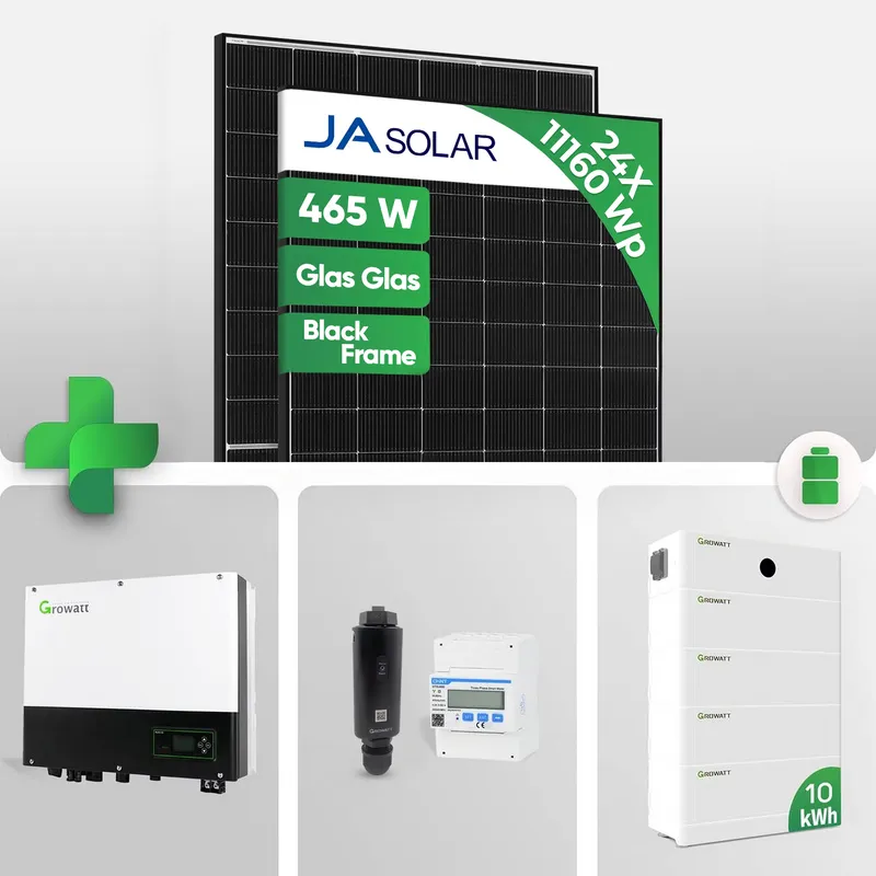 Growatt 11,16 kWp PV-Komplettpaket mit 10 kWh Batterie inkl. ARK-Kabel | JA 465W Black Frame JAM54D40 LR | inkl. 0 % MwSt. für Privatkunden – Produktbild 1 von 6