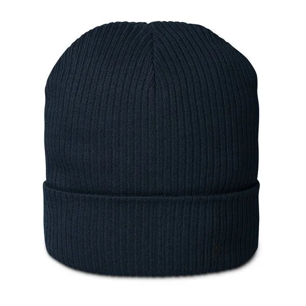 Rippenmütze aus Bio-Baumwolle Unisex - PepMelon schwarzes Logo, Navy blau, – Produktbild 1 von 4