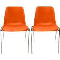 2x Besucherstuhl "ECO" Gestell verchromt, Kunststoffschale orange – Produktbild 1 von 1