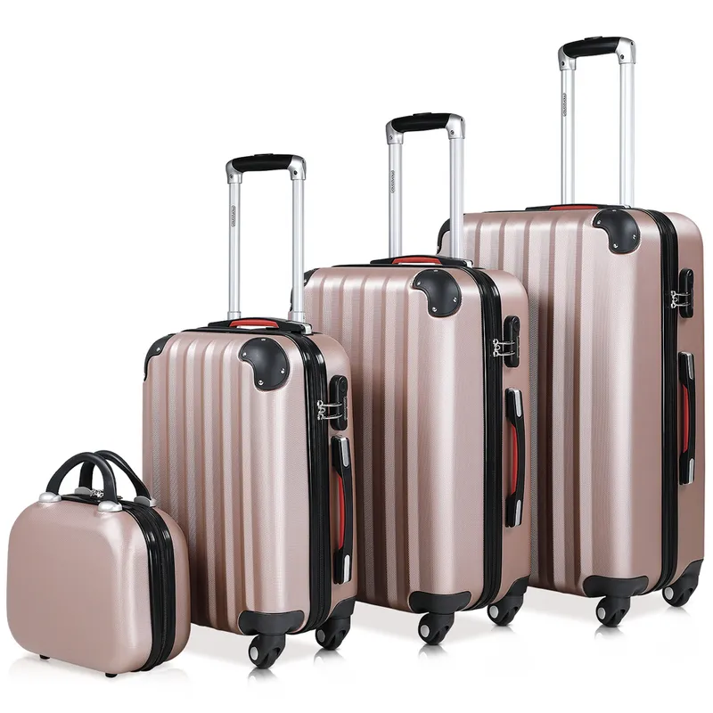 Casaria® Casaria monzana Hartschalenkoffer-Set Baseline 4-tlg. Rosé ABS – Produktbild 1 von 1