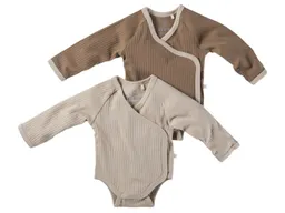 HANS NATUR Baby Wickelbody Langarm Bio-Baumwolle 2er Set beige-braun Gr. 74/80 – Produktbild 1 von 1