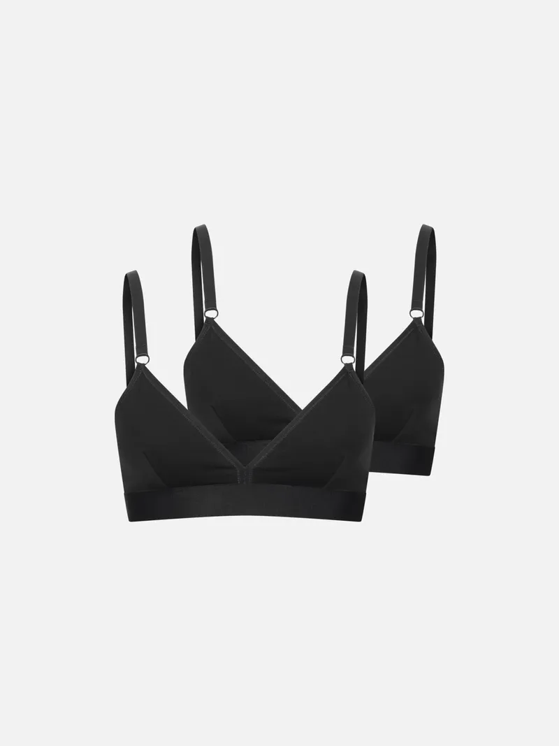 erlich textil erlich textil Casual Cotton Triangel Bralette im 2er Pack aus Bio-Baumwolle, made in Europe, Umbra, – Produktbild 3 von 4