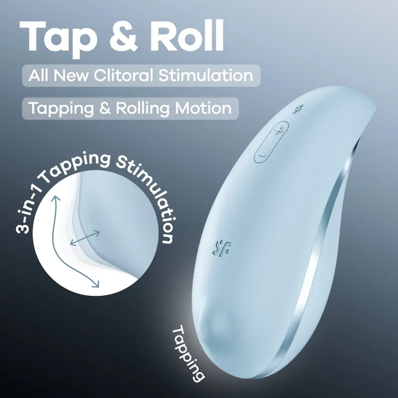 Satisfyer Satisfyer Tap & Roll, 12,5 cm, Hellblau, – Produktbild 1 von 1