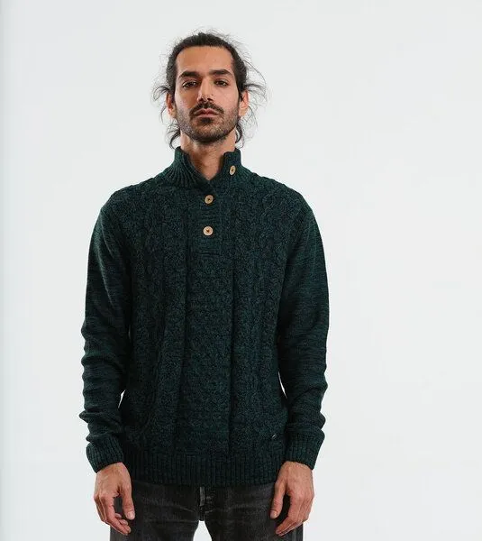 Gary Mash GARY MASH Strickpullover Wilton aus Biobaumwolle, Schwarz-grün mélange, – Produktbild 1 von 4