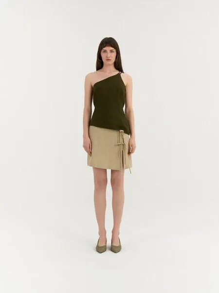 AmourLinen AmourLinen One-Shoulder-Top aus Leinen NINA, Deep olive (grün), – Produktbild 1 von 3