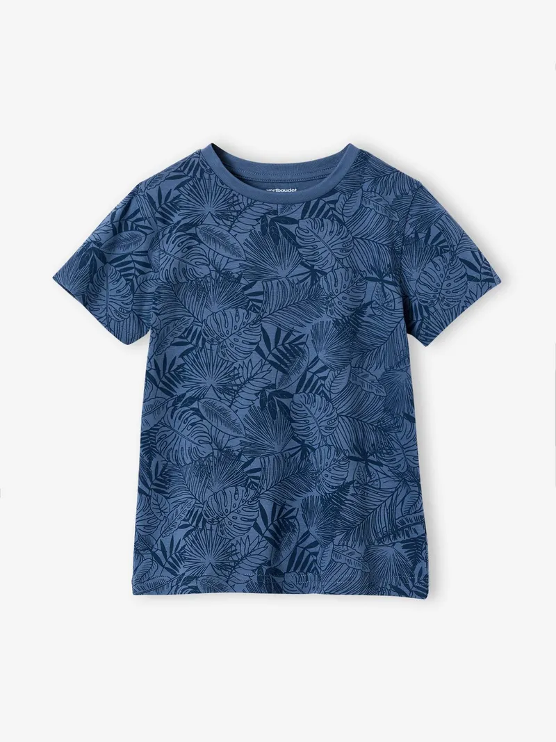 Vertbaudet T-Shirt mit Print und Baumwolle Jungen, Jeansblau, – Produktbild 1 von 3
