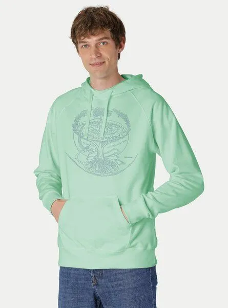 Peaces.bio - handbedruckte Biomode Peaces.bio - handbedruckte Biomode Bio-Herren-Kapuzensweater "Weltenesche", Mint, – Produktbild 1 von 2