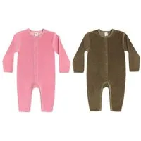 Leela Cotton Leela Cotton Baby Strampler Set, Altrosa/oliv, – Produktbild 1 von 1