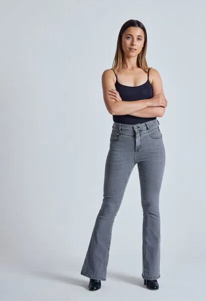 Flax and Loom Flax and Loom Schlaghose Skinny Fit Modell: Mavis, Silver (grau), – Produktbild 2 von 8