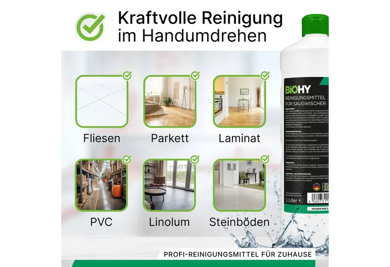 BiOHY Reinigungsmittel für Saugwischer 1 x 1 Liter Flasche Reinigungstabletten (1-St) – Produktbild 3 von 4