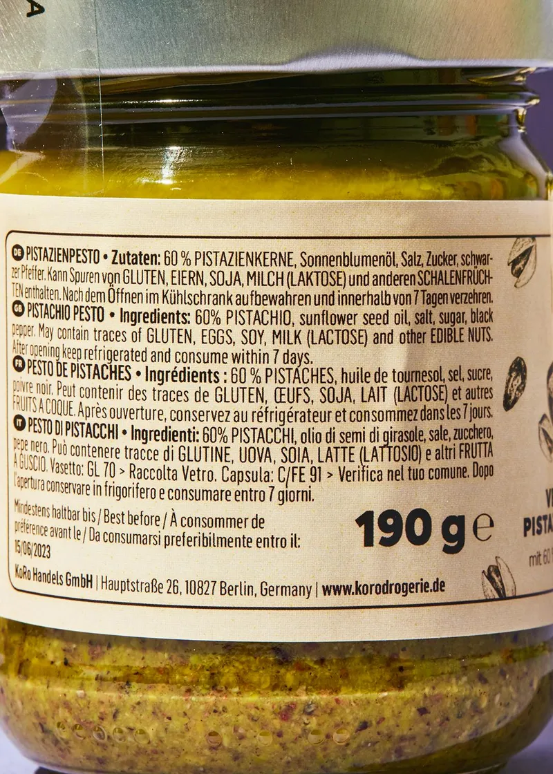 KoRo Veganes Pistazien Pesto 6 x 190 g – Produktbild 3 von 5