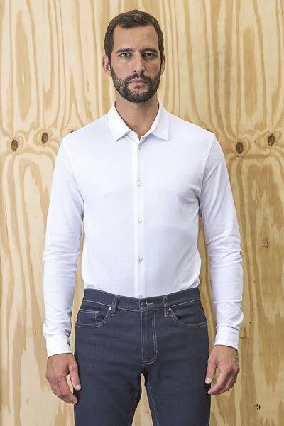 NEOBLU NEOBLU Herren Hemd Langarm Arbeitskleidung Businesshemd Bio Baumwolle Vegan, Weiss, – Produktbild 3 von 4