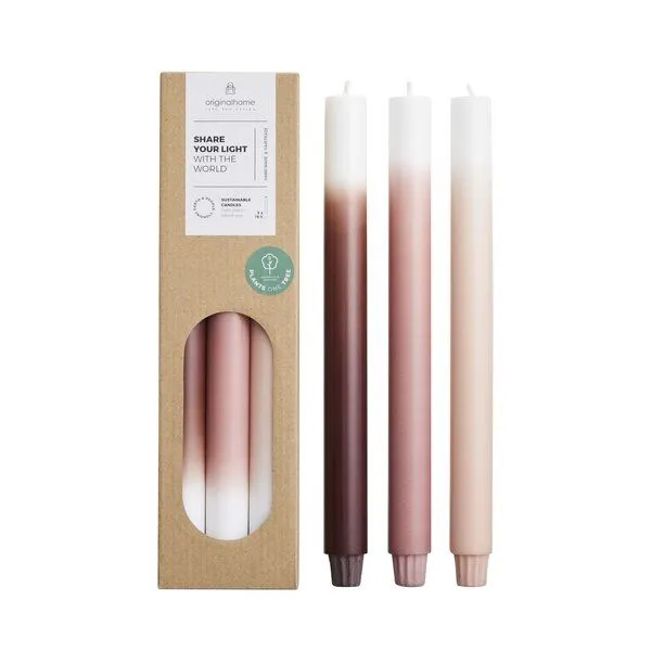 Originalhome Originalhome Farbverlaufskerzen für bewusste Geschenke S/3 - paraffinfrei & vegan, Rosa, – Produktbild 1 von 1