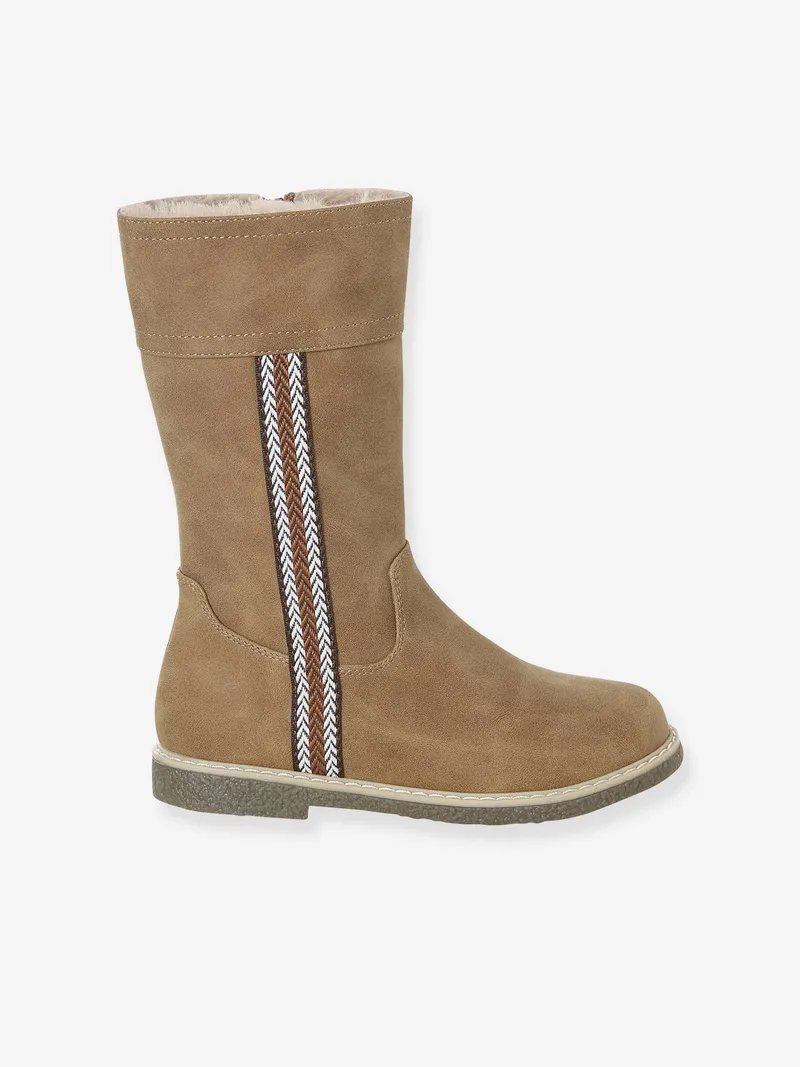 Vertbaudet Gefütterte Stiefel mit Reißverschluss und Zierborte für Mädchen camel, Camel, – Produktbild 2 von 4