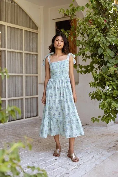 Haus of Namaste Haus of Namaste Midikleid 'Prithvi' aus Bio-Baumwolle – handbedruckt mit veganen Farben und Verstellbare Bindeträger – Produktbild 2 von 4