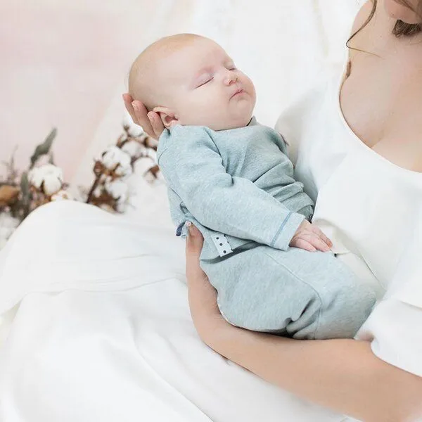 OrganicEra Baby Langarm T-shirt 'OrganicEra' aus Bio Baumwolle, Aqua melange (grün), – Produktbild 1 von 4