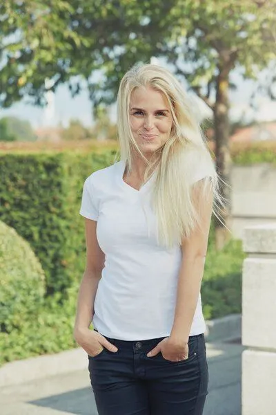 Neutral Neutral® Damen T-Shirt Bio Baumwolle V-Neck, Sports grey, – Produktbild 2 von 4