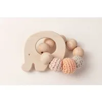 NoniKids Berlin NoniKids Berlin Greifling Beißring Holz *Elefant* | Bio Baumwolle, Peach, – Produktbild 1 von 1