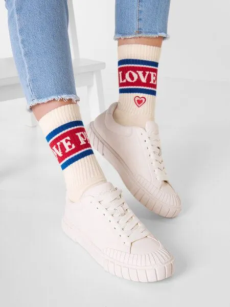 Natural Vibes Natural Vibes Socken Love | Bio GOTS | Tennissocken | Bunte Socken | Herren Damen Socken | Peace & Love – Produktbild 2 von 5