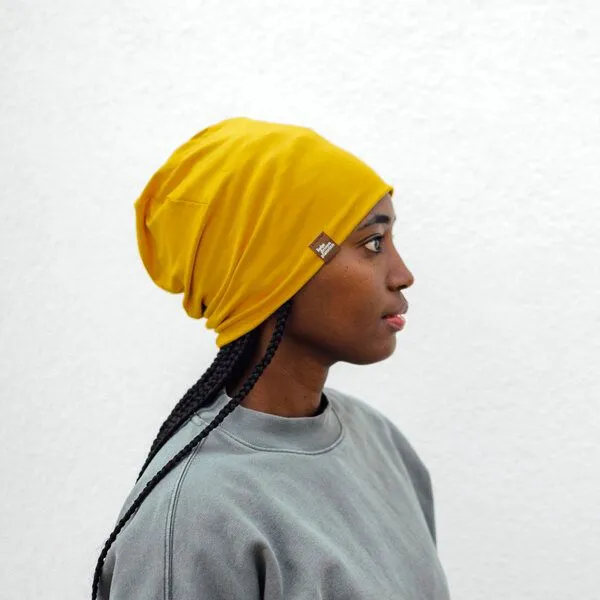 Liebe Deinen Planeten Liebe Deinen Planeten Bio Beanie in 3 Größen Herren & Damen in vielen Farben bequeme Jersey Mütze aus Bio Baumwollmix, Senf, – Produktbild 1 von 4