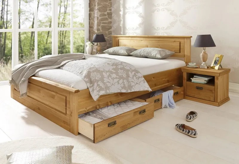 OTTO home Schublade Madrid (2 St), aus Massivholz, der Unterboden ist aus einer Hartfaserplatte, Beige, – Produktbild 5 von 5