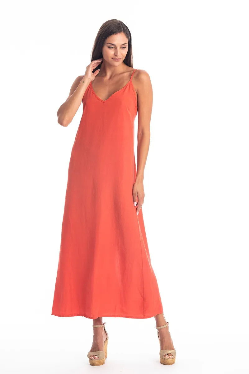 RAVENS VIEW IBIZA RAVENS VIEW IBIZA Damen vegan Kleid Selena Fliese Rot, Dunkelorange, – Produktbild 1 von 2