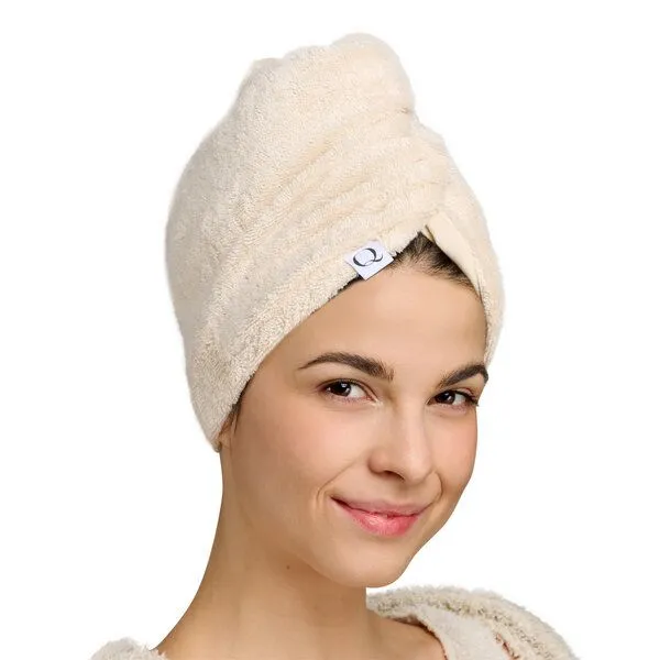 Qupro Qupro Turban-Handtuch vegane Seide - innen ultraglatt, Beige, – Produktbild 1 von 4