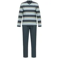 Ammann Ammann Herren Schlafanzug lang V-Neck GOTS Baumwolle, Blau (nightblue), – Produktbild 1 von 1