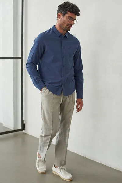 About Companions About Companions Crincle Hemd SIMON aus Bio-Baumwolle, Crincle blue (blau), – Produktbild 4 von 4