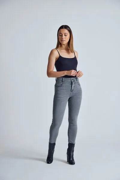 Flax and Loom Flax and Loom High Waist Skinny Jeans Modell: Nina, Silver (grau), – Produktbild 2 von 6