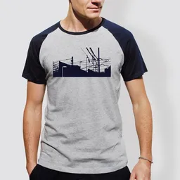 little kiwi little kiwi Herren T-Shirt, "Downtown Train", Heather Ash/Navy – Produktbild 1 von 1