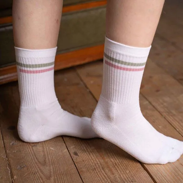 Vresh Clothing Vresh Clothing Vresh Verliebt - Tennis Socken aus Biobaumwoll-Mix, Weiß/grün/rosa, – Produktbild 4 von 4