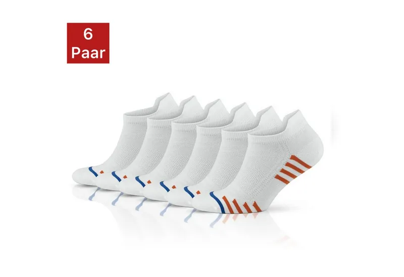 NERS Sportsocken aus Bambus für Damen & Herren gegen Schweißfüße mit Komfortbund (Spar-Set, 6-Paar) ohne drückende Naht, Atmungsaktiv, Bequem, Weiß, – Produktbild 1 von 1