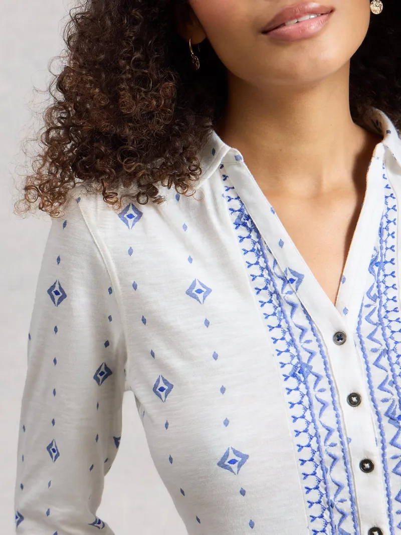 White Stuff Jerseybluse Annie - 52, Weiß print, – Produktbild 3 von 4