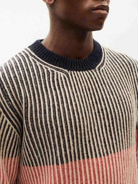 thinking mu thinking mu Herren Pullover - Stripes Guiu - aus Bio-Wolle, Icecream (mehrfarbig), – Produktbild 3 von 4