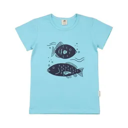 Walkiddy Walkiddy T-Shirt Hellblau Fische-Frontprint Bio-Baumwolle GOTS – Produktbild 1 von 1