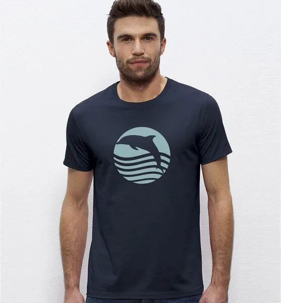 Picopoc Picopoc T-Shirt Delfin, Sonnenuntergang mit Delphin, Blau, – Produktbild 2 von 4