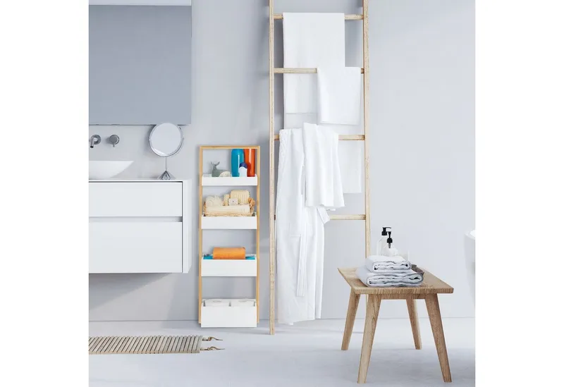 RELAXDAYS RELAXDAYS Badregal mit 4 Ablagen, 1-tlg., Braun|weiß, – Produktbild 5 von 5