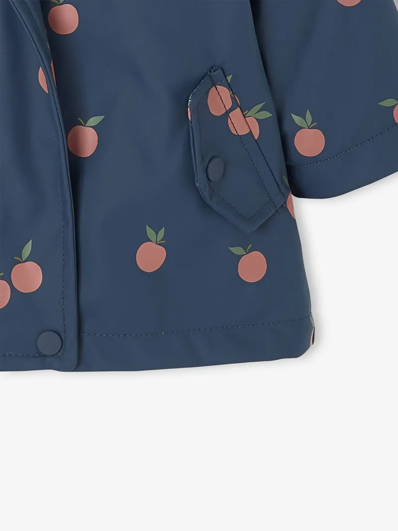 Vertbaudet Vertbaudet Gefütterte Mädchen Baby Regenjacke mit Blumen, Nachtblau, – Produktbild 4 von 4