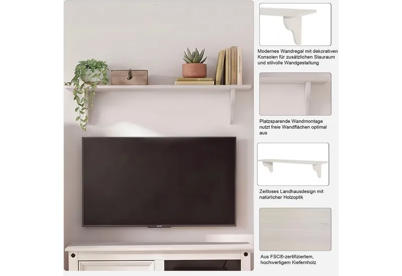 OTTO home Wandboard Mexico, aus massivem Kiefernholz, in unterschiedlichen Farbvarianten, Weiß, – Produktbild 3 von 5